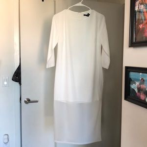 White knee length with mesh dress